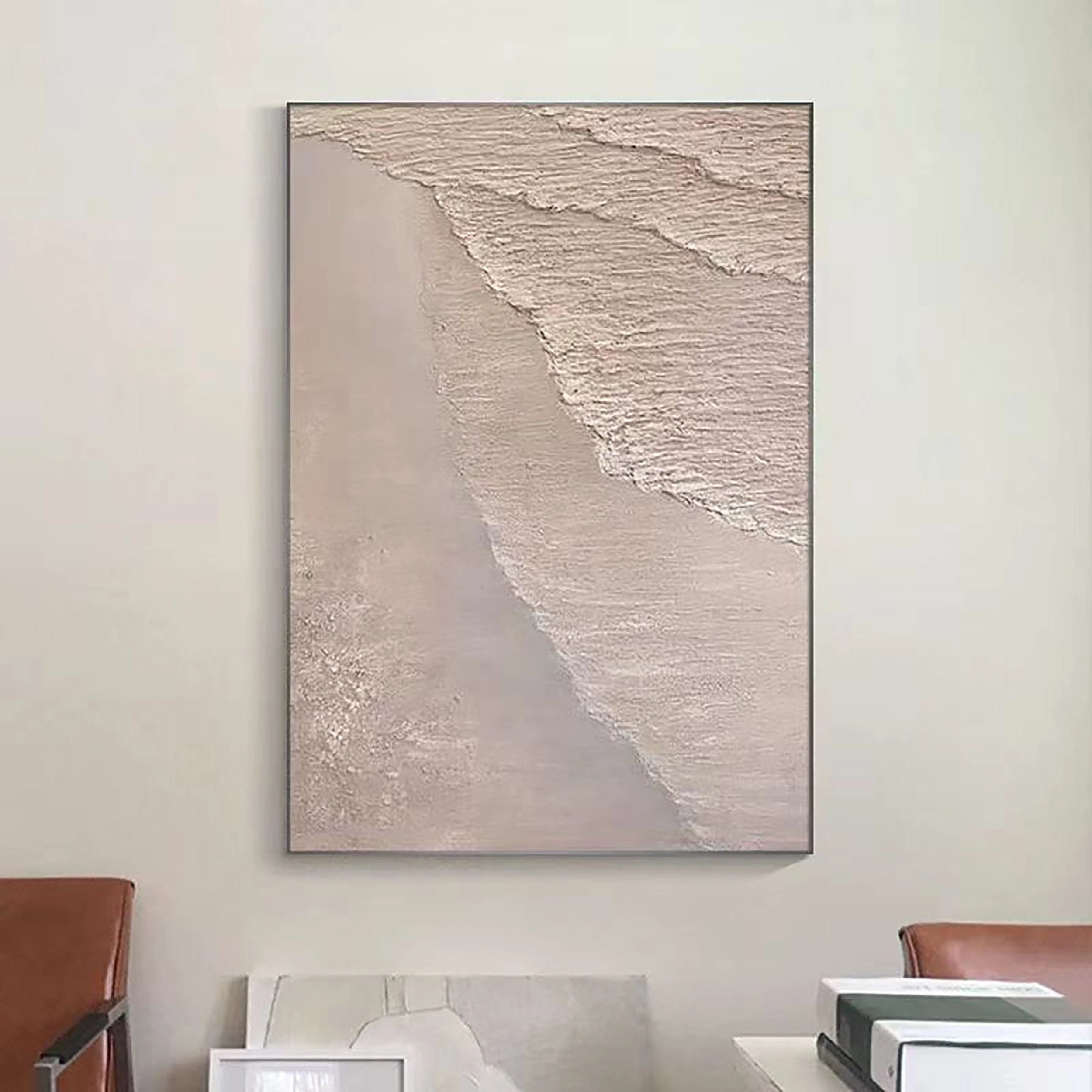 Beige & Brown Textured Minimalist Wall Art #BM018