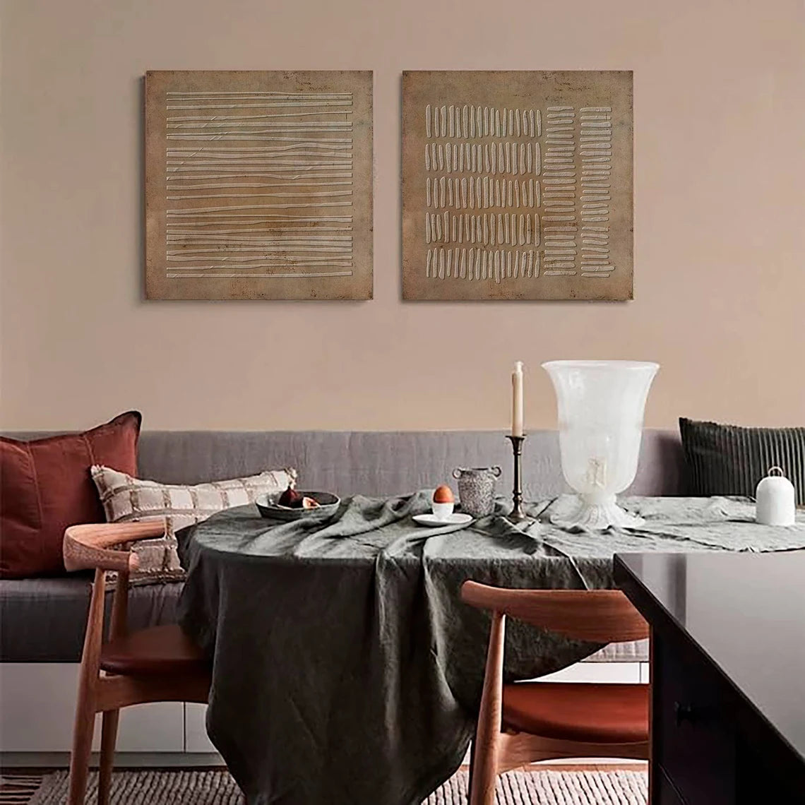 Wabi Sabi Abstract Textured Canvas Art Set of 2 #WA192