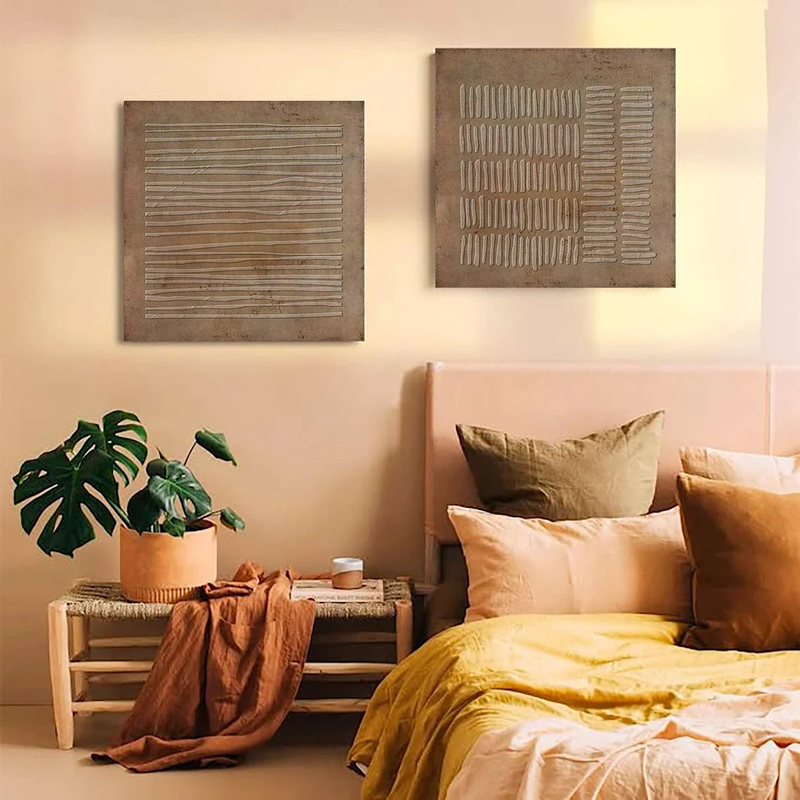 Wabi Sabi Abstract Textured Canvas Art Set of 2 #WA192