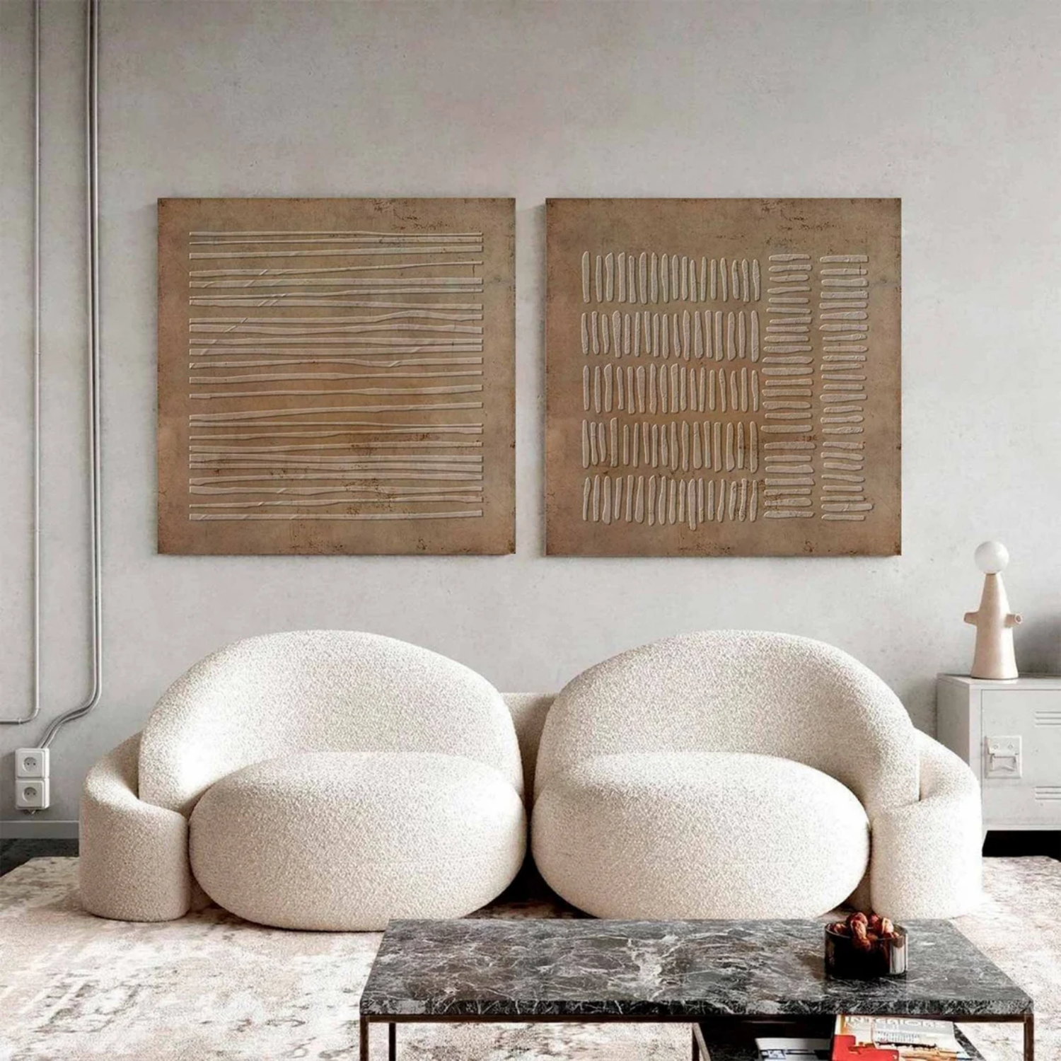 Wabi Sabi Abstract Textured Canvas Art Set of 2 #WA192