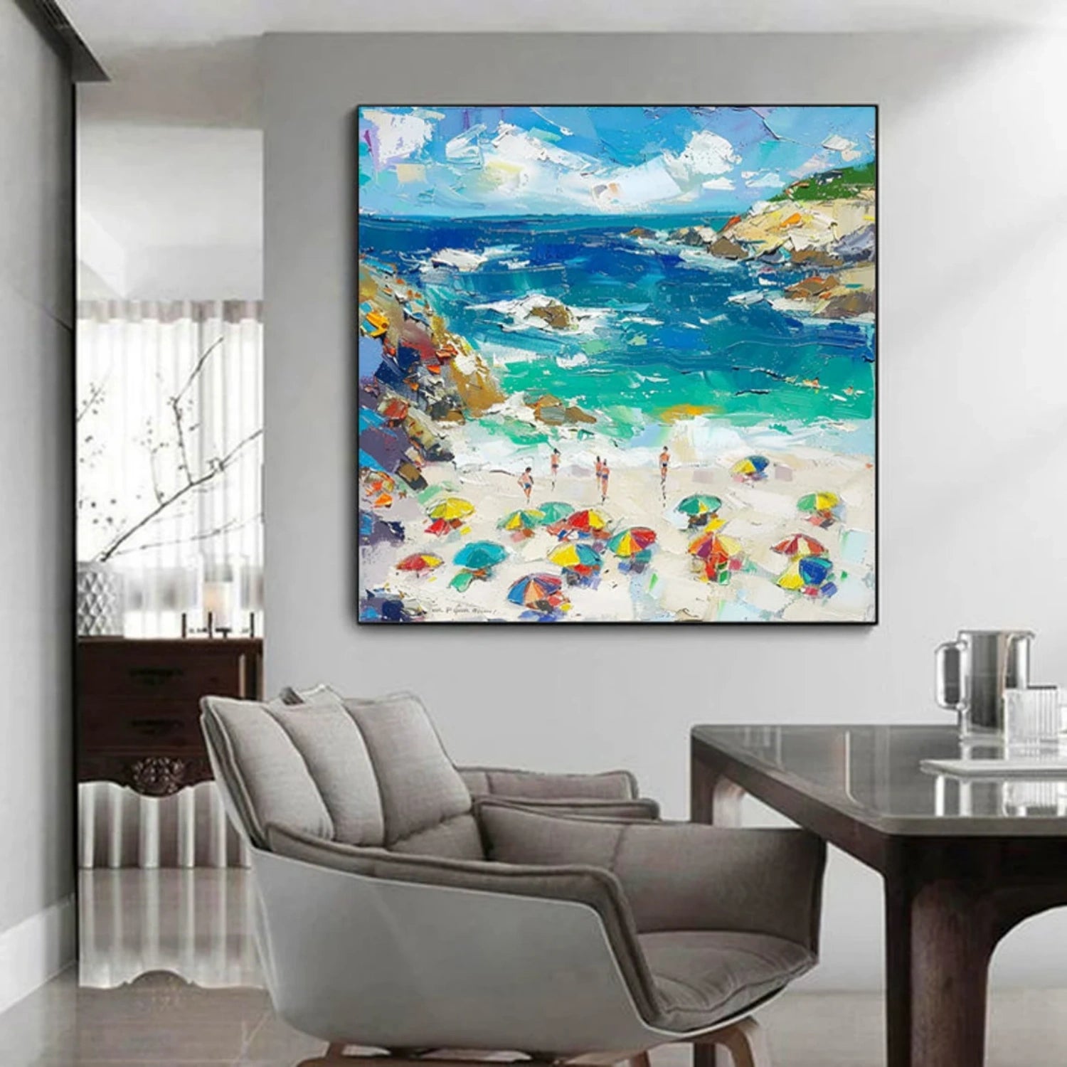 Sky And Ocean Abstract Textured Wall Art #SO260