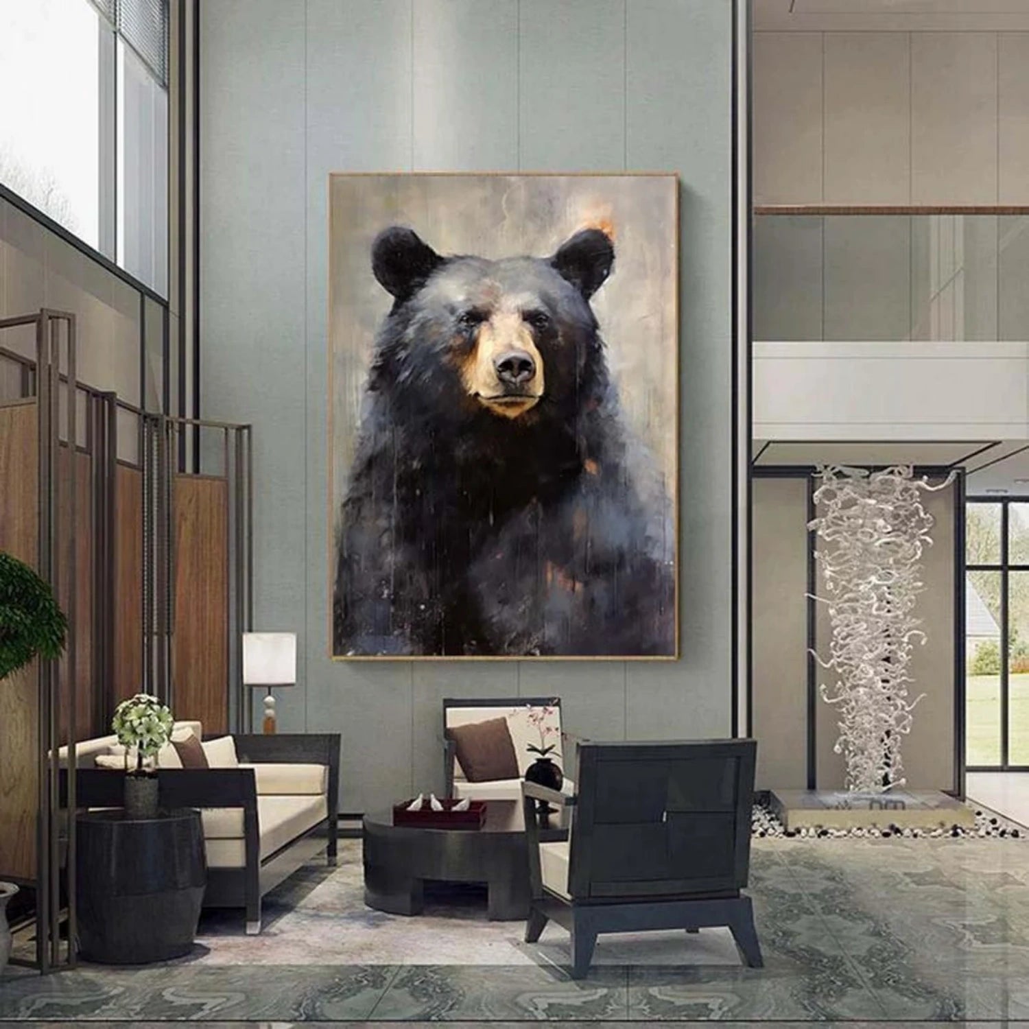 Abstract Animal Art Bear Texture Wall Art #AT014