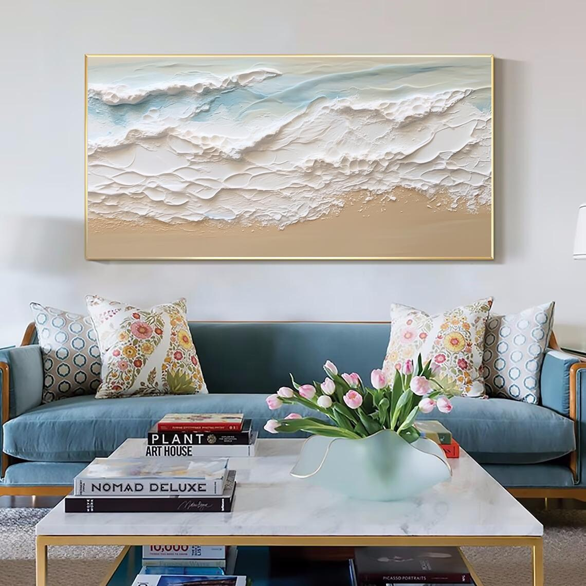 Sky And Ocean Abstract Textured Wall Art #SO273