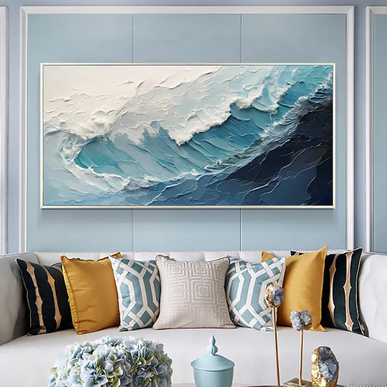 Blue Textured Minimalist Wall Art #BL003