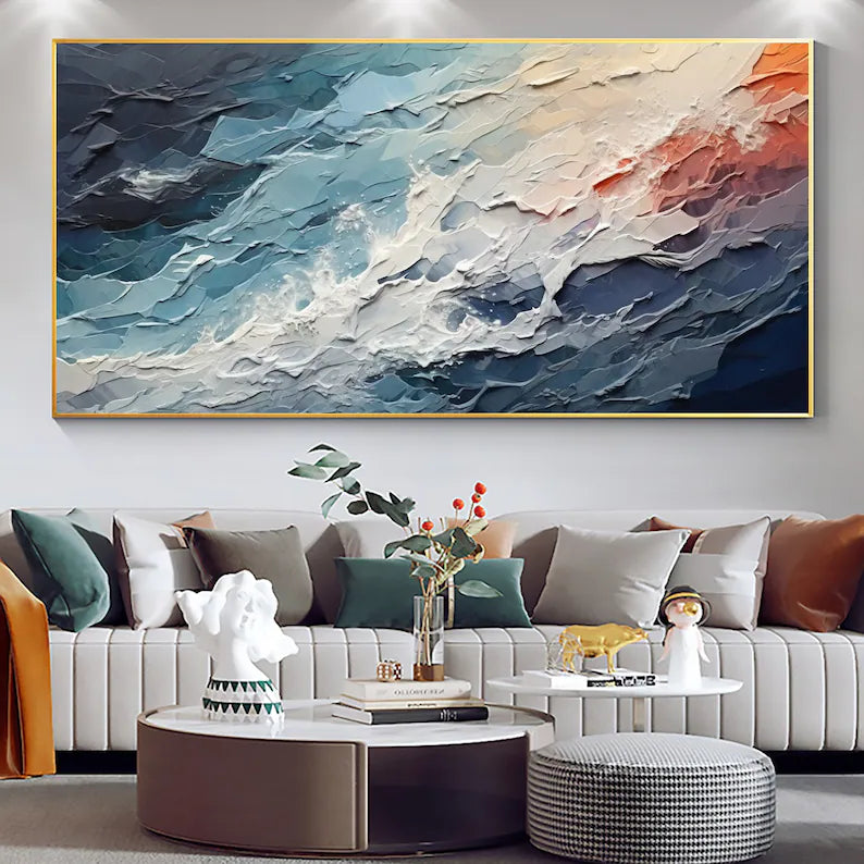 Blue Textured Minimalist Wall Art #BL010