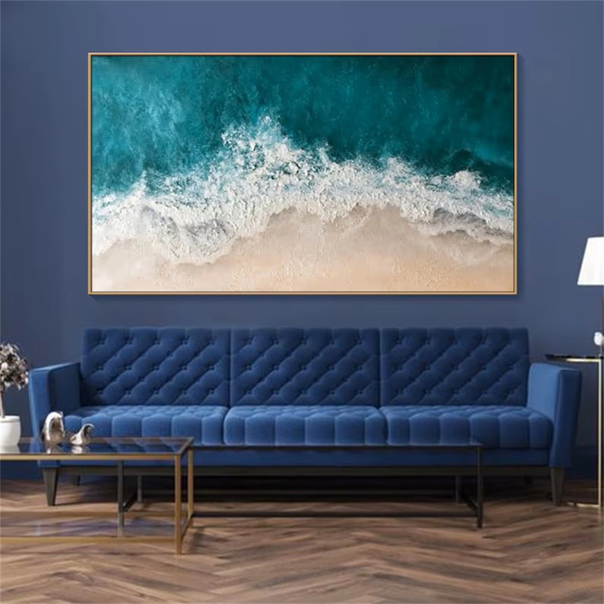 Blue Textured Minimalist Wall Art #BL008