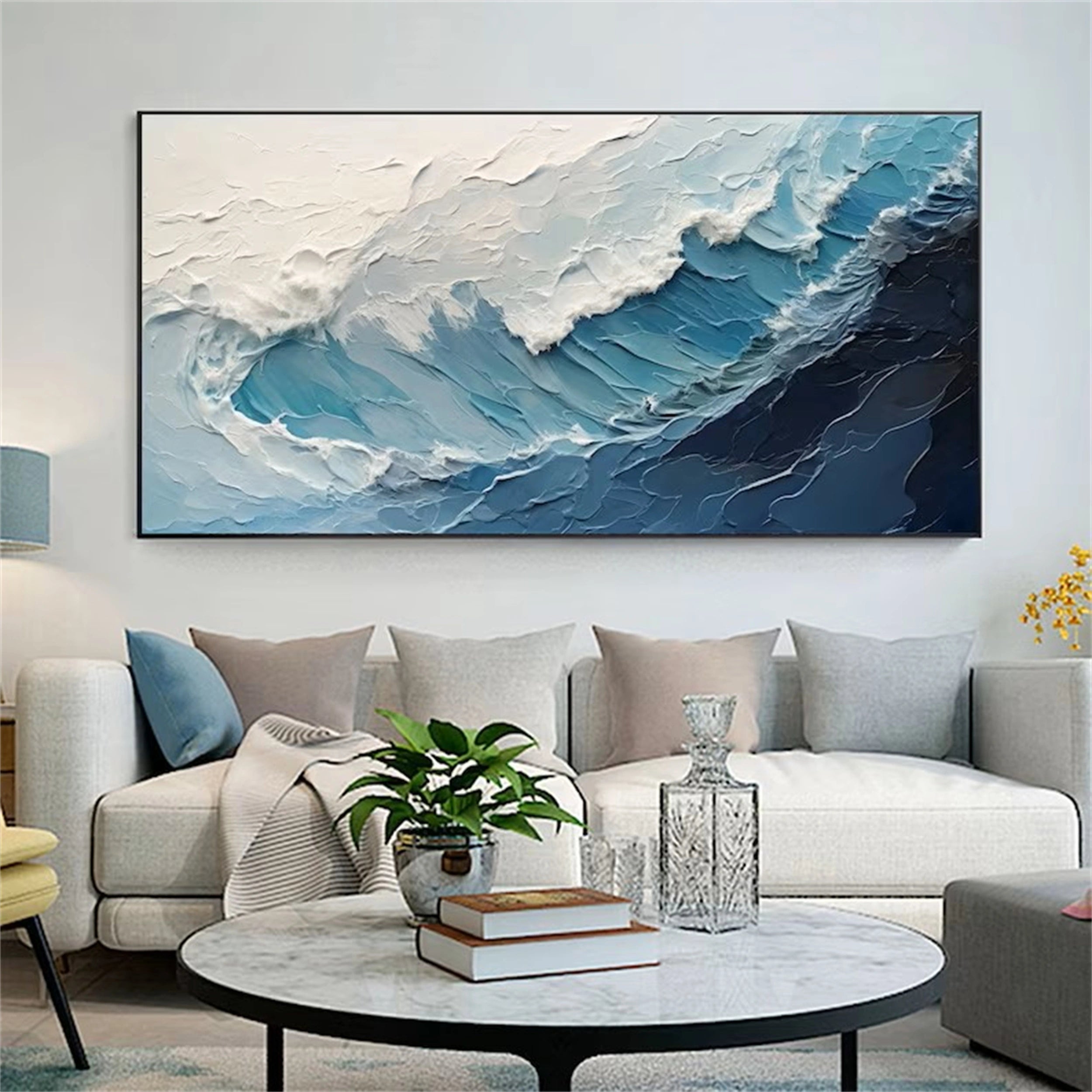 Blue Textured Minimalist Wall Art #BL003