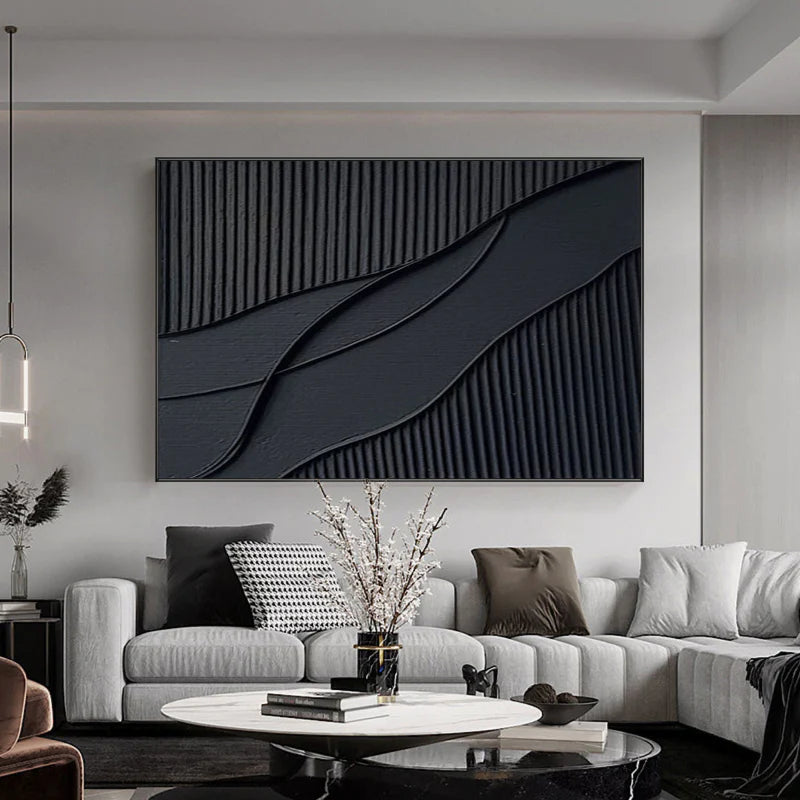 Black Textured Minimalist Wall Art #BT022