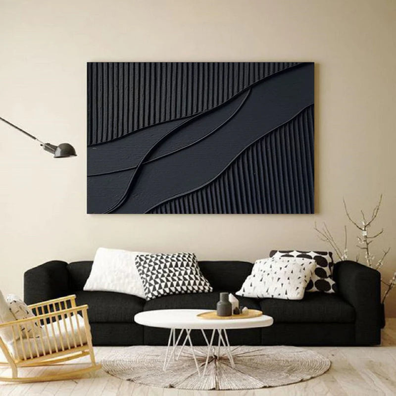 Black Textured Minimalist Wall Art #BT022