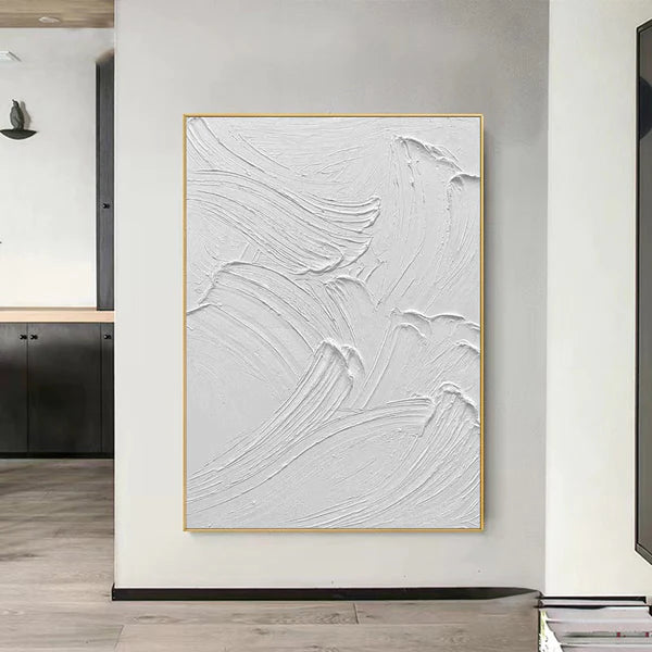 White Textured Minimalist Wall Art #WT049