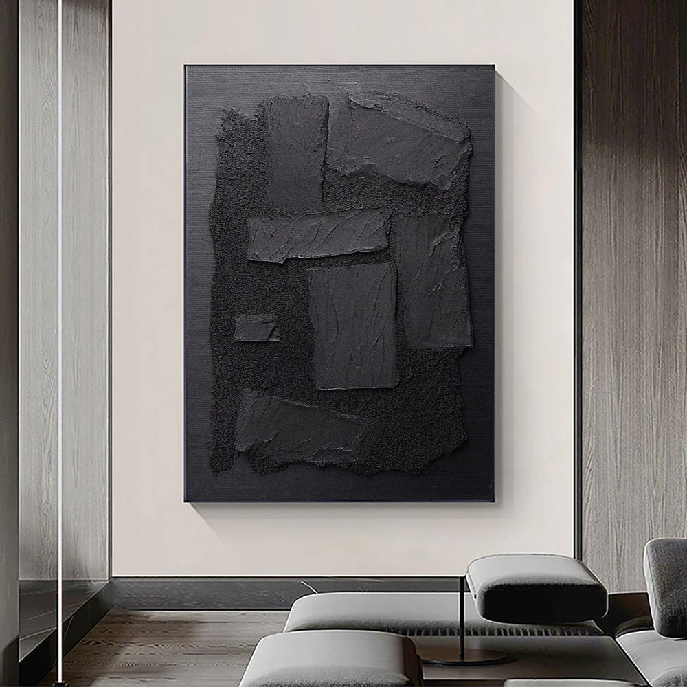 Black Textured Minimalist Wall Art #BT013