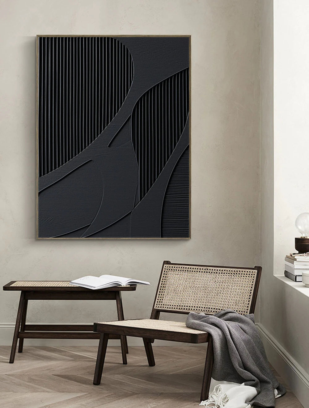 Black Textured Minimalist Wall Art #BT004