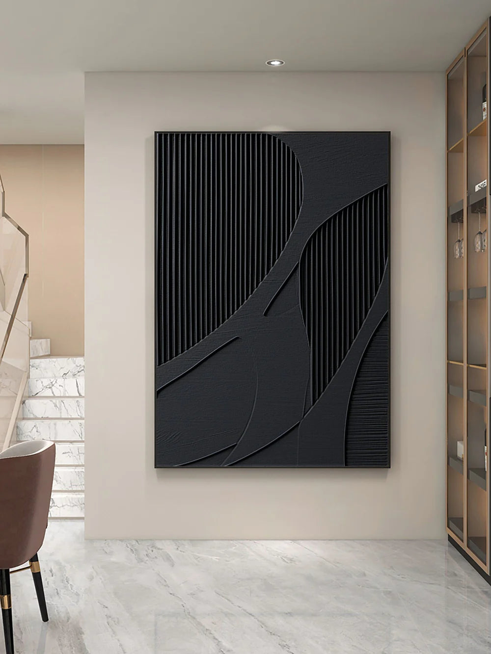 Black Textured Minimalist Wall Art #BT004