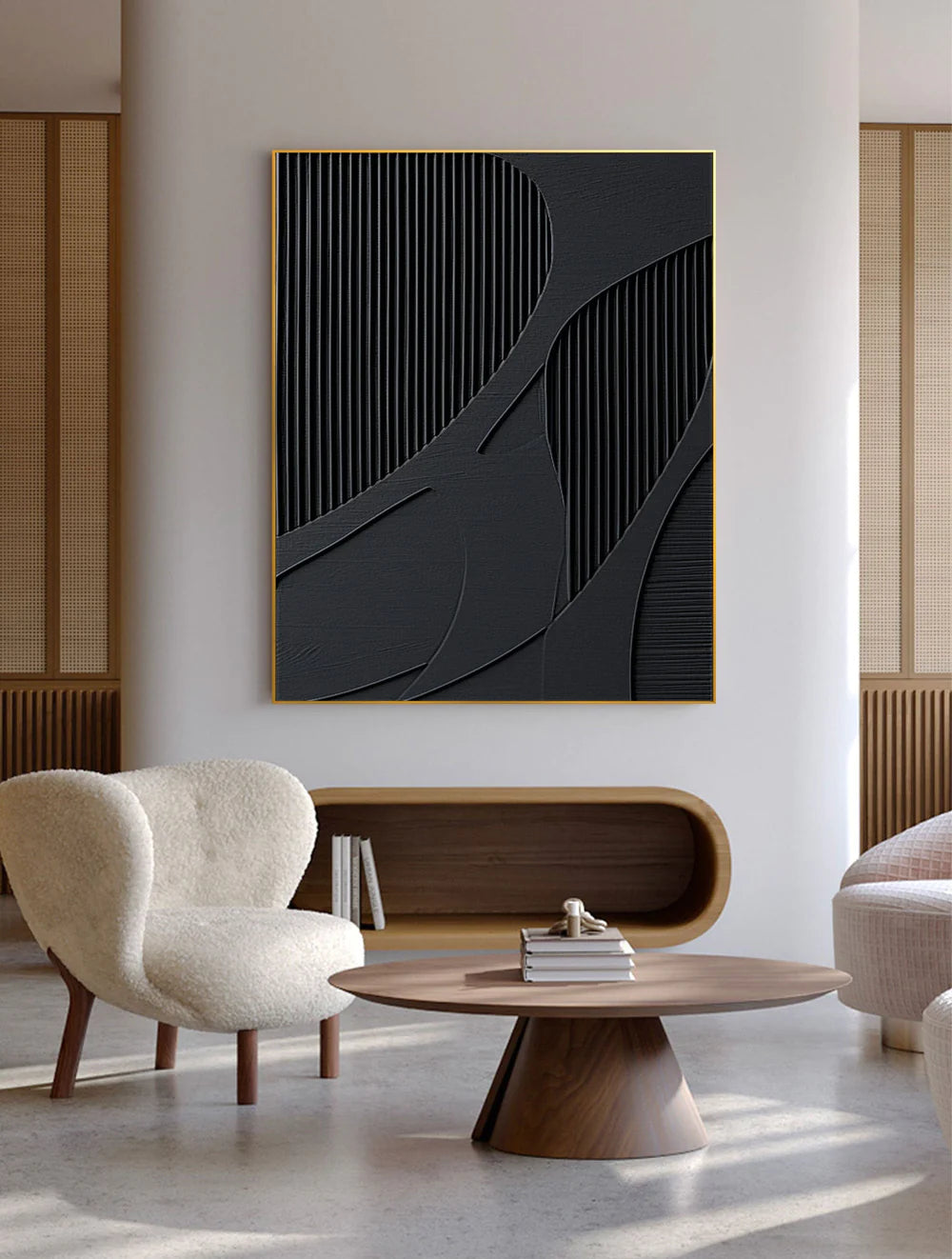 Black Textured Minimalist Wall Art #BT004
