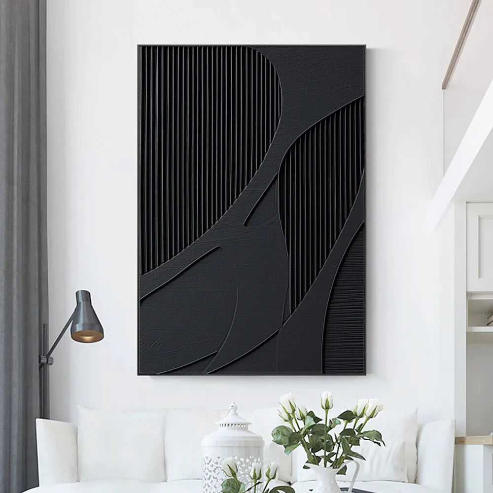 Black Textured Minimalist Wall Art #BT004