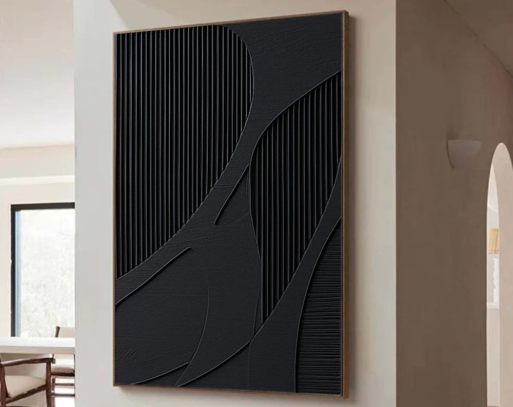 Black Textured Minimalist Wall Art #BT004