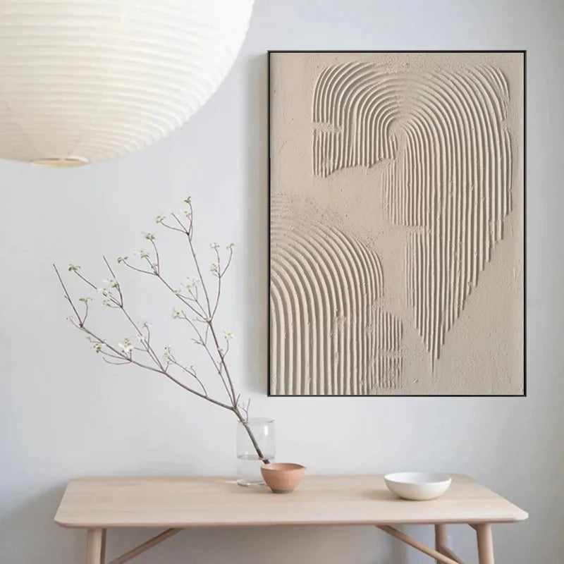 Beige & Brown Textured Minimalist Wall Art #BM010