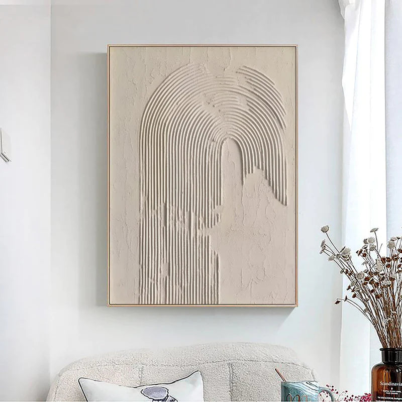 Beige & Brown Textured Minimalist Wall Art #BM009