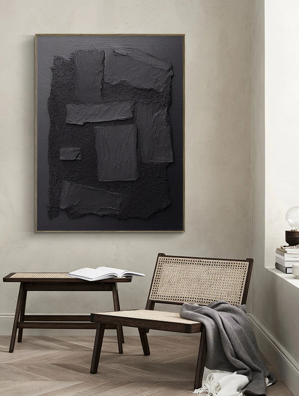Black Textured Minimalist Wall Art #BT013