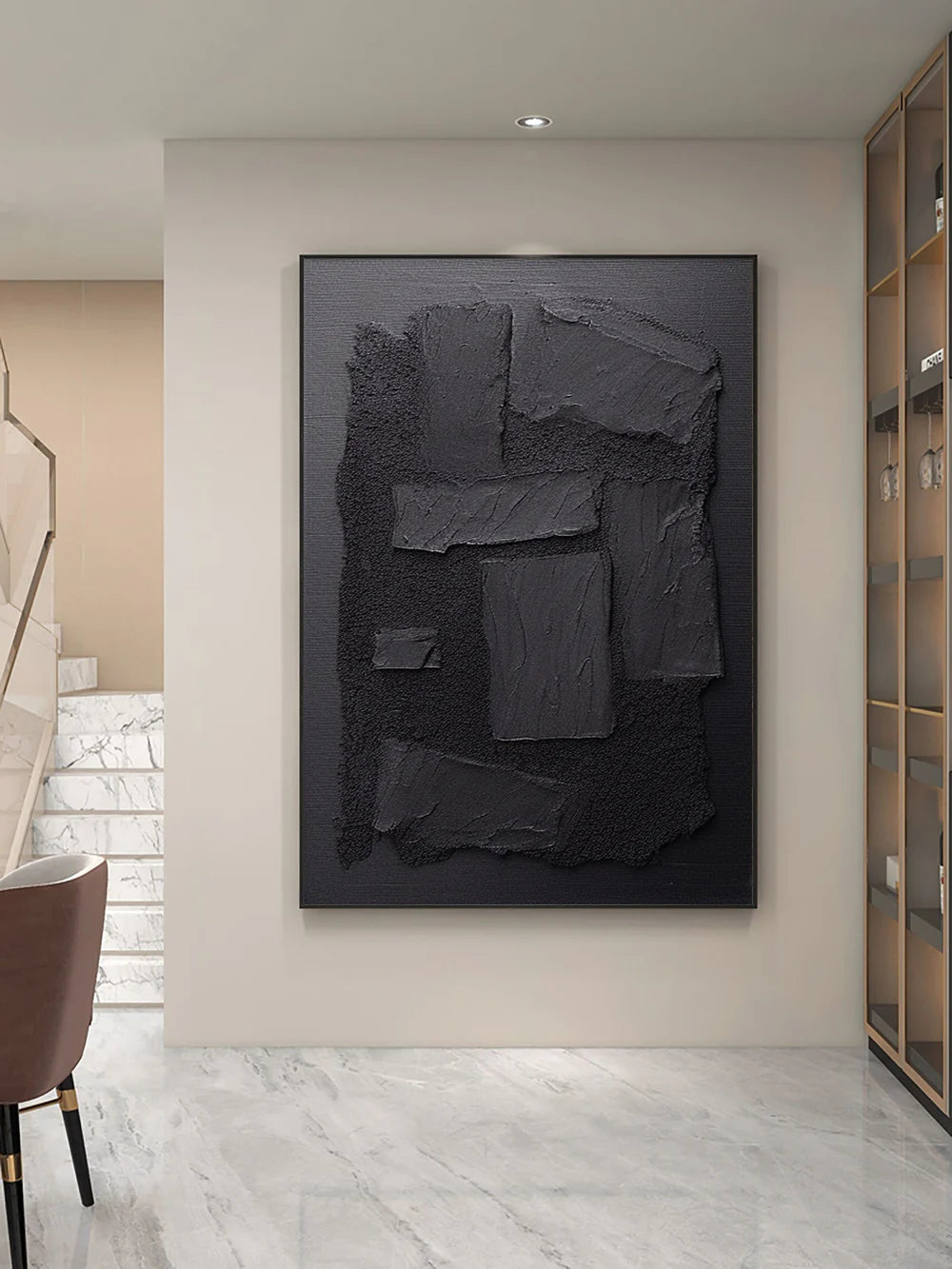 Black Textured Minimalist Wall Art #BT013