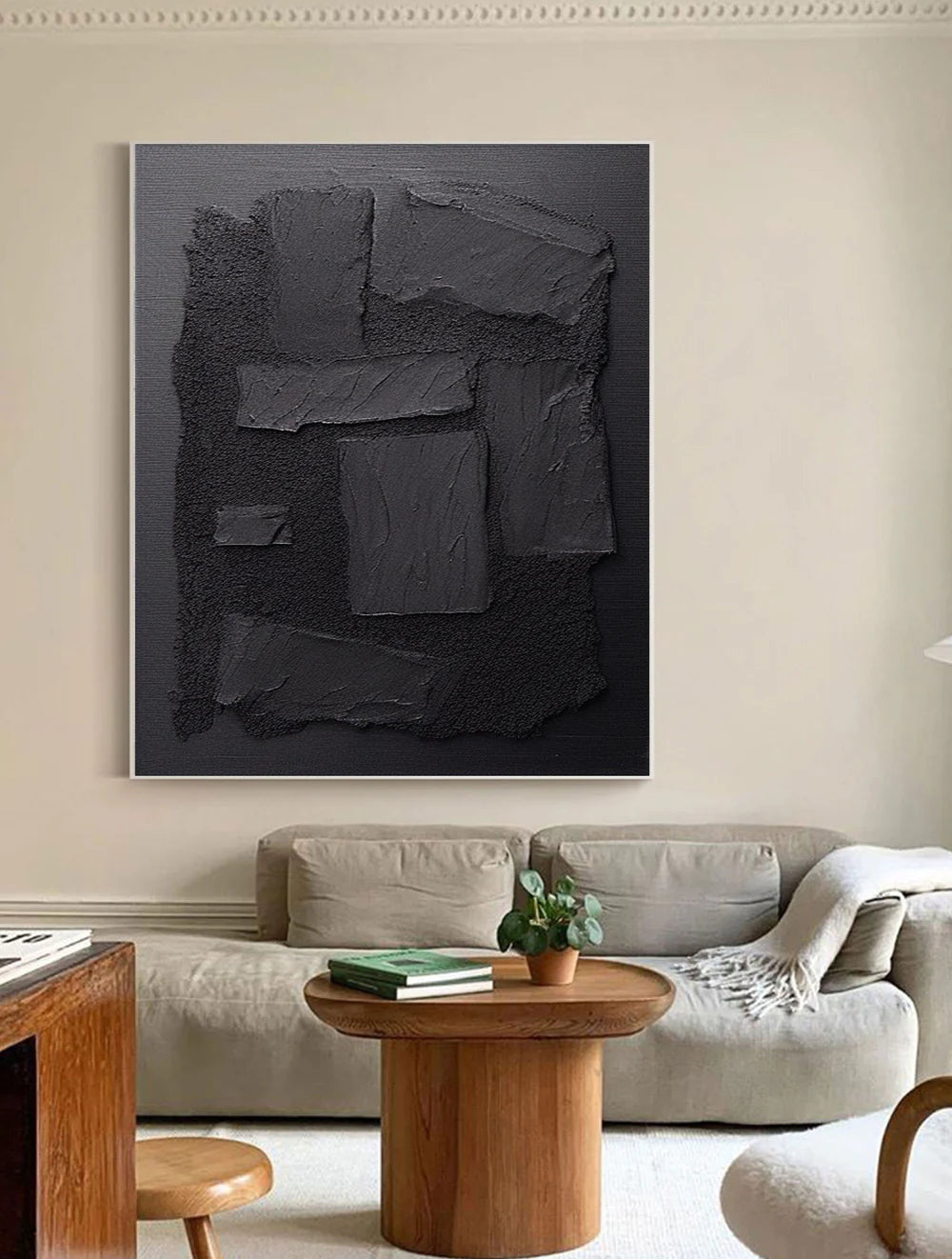 Black Textured Minimalist Wall Art #BT013