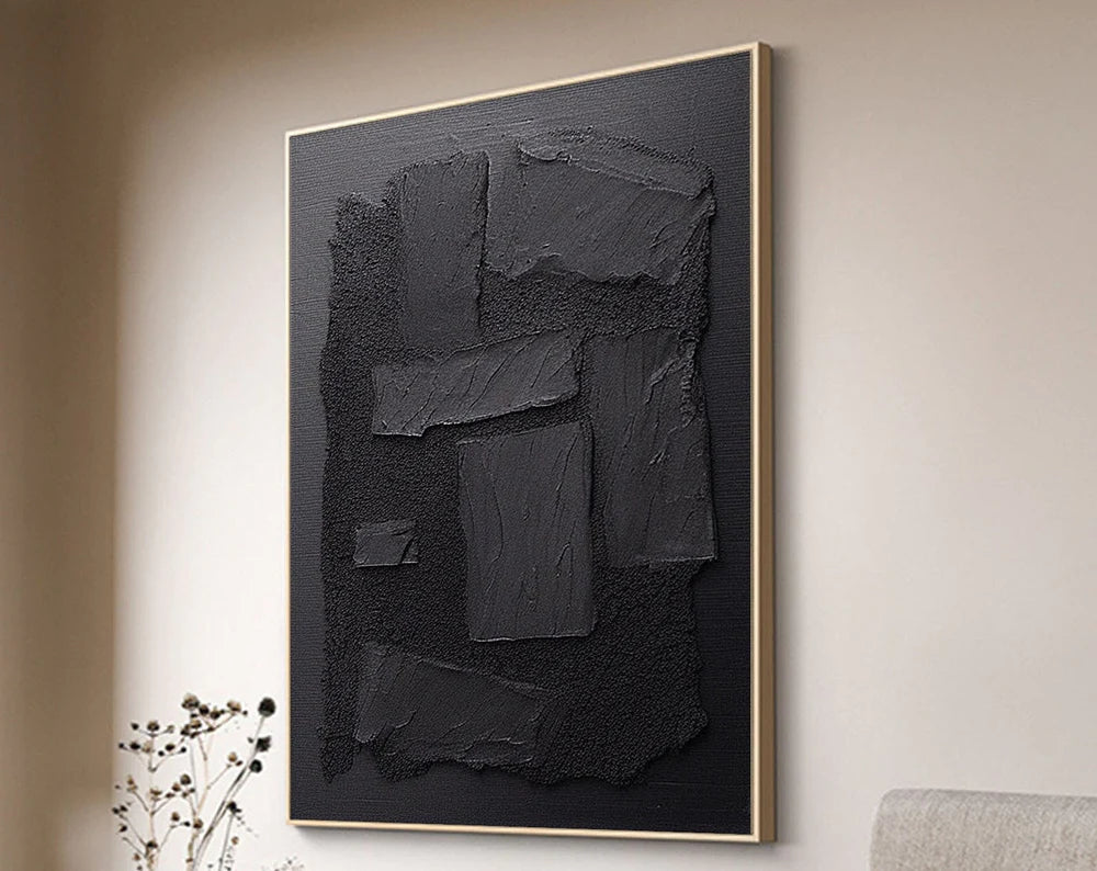 Black Textured Minimalist Wall Art #BT013