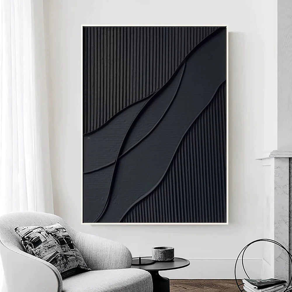 Black Textured Minimalist Wall Art #BT006