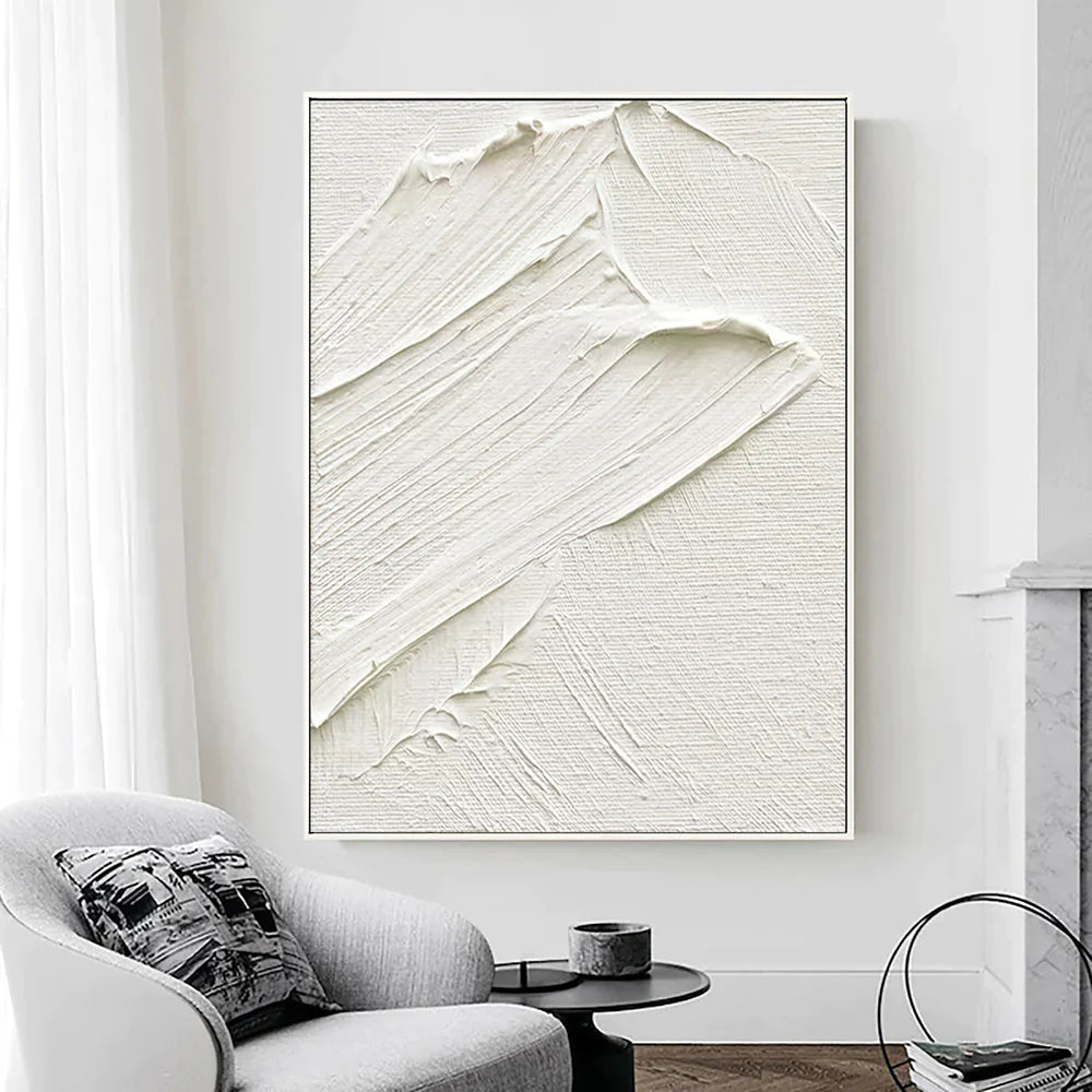White Textured Minimalist Wall Art #WT025