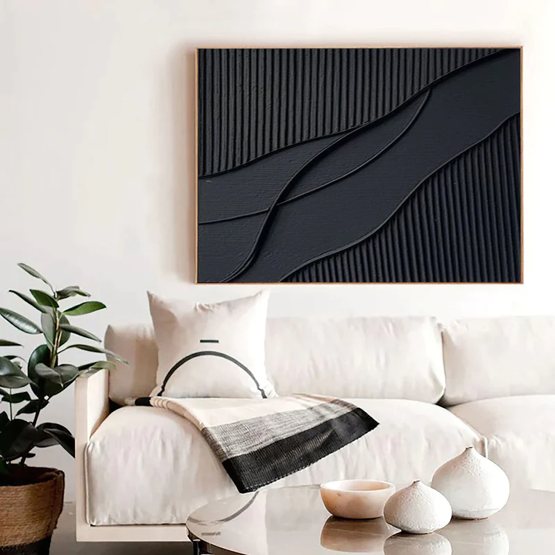 Black Textured Minimalist Wall Art #BT022