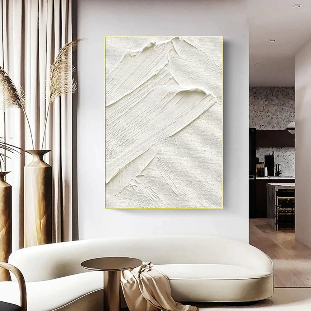 White Textured Minimalist Wall Art #WT025