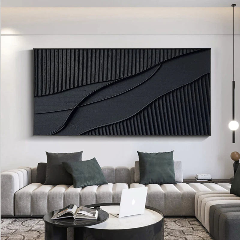 Black Textured Minimalist Wall Art #BT022