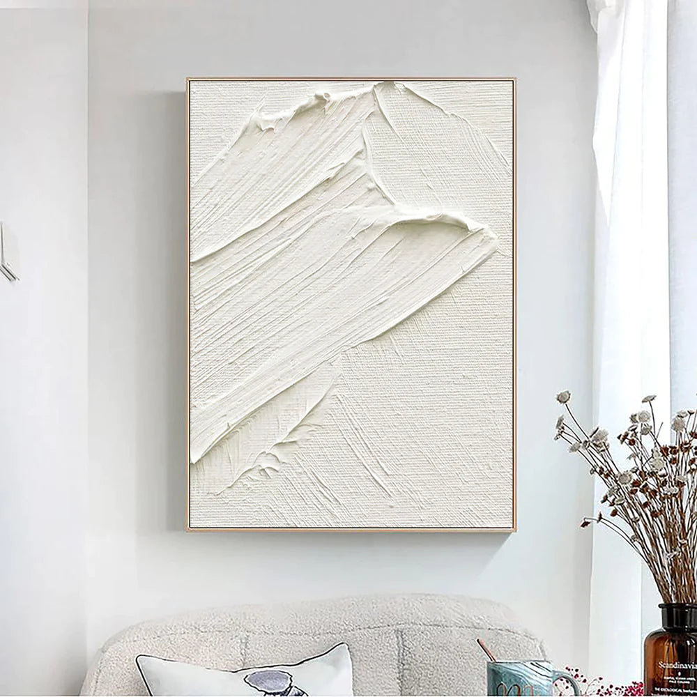 White Textured Minimalist Wall Art #WT025