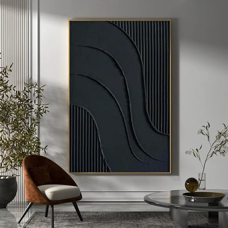 Black Textured Minimalist Wall Art #BT001