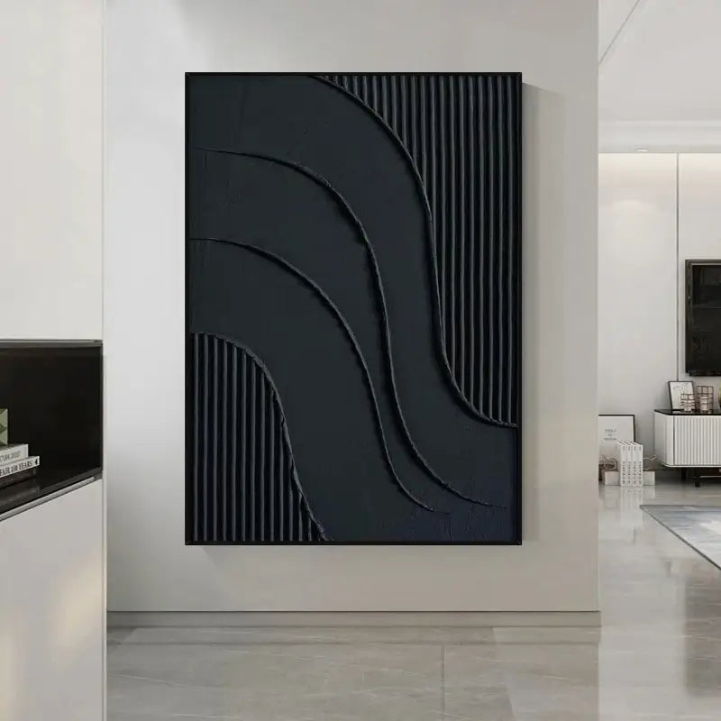 Black Textured Minimalist Wall Art #BT001