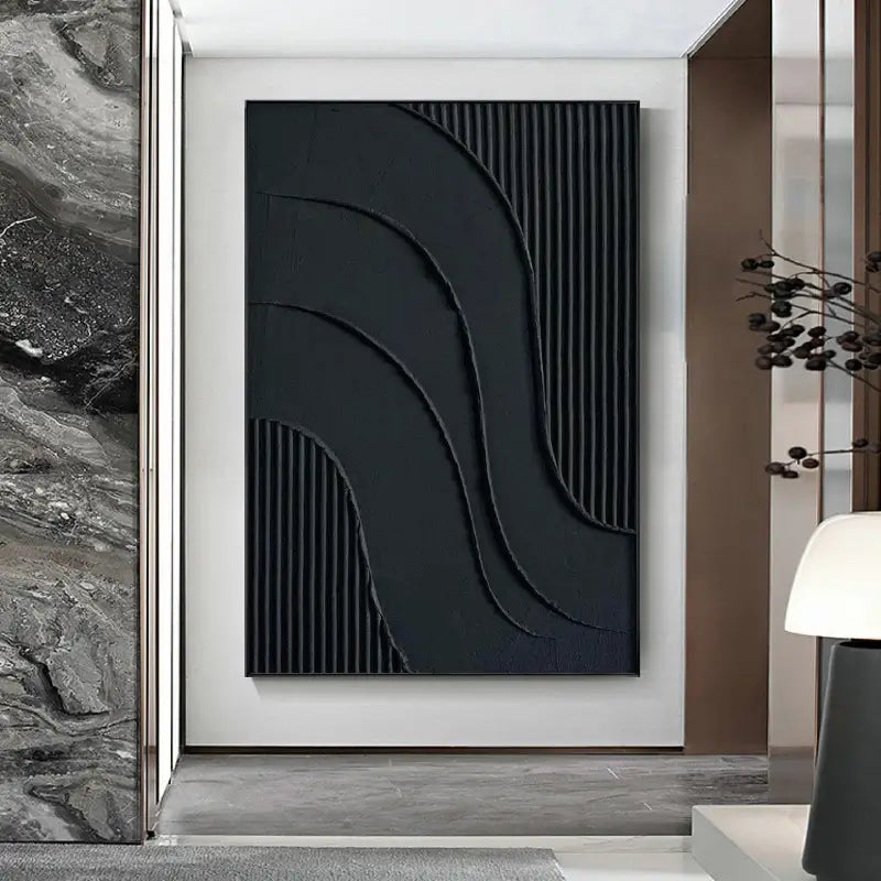 Black Textured Minimalist Wall Art #BT001