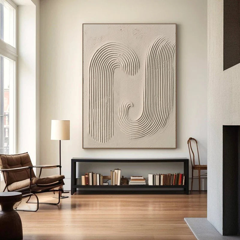 Beige & Brown Textured Minimalist Wall Art #BM006