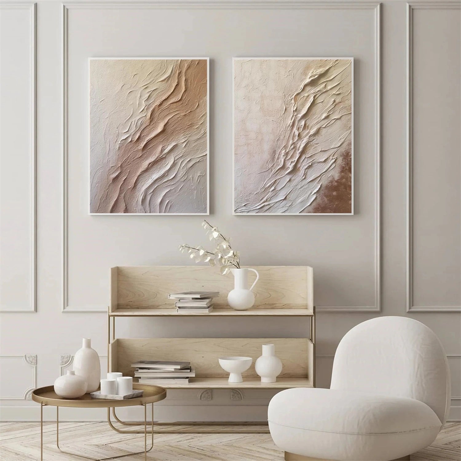 Beige and Brown Textured Minimalist Wall Art #WT228