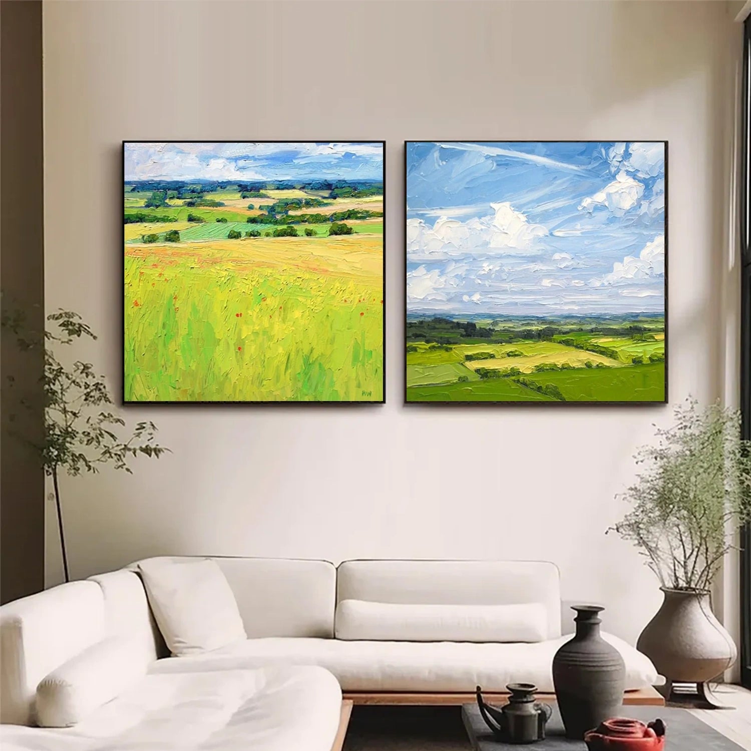 Tree And Flower Abstract Textured Wall Art Set of 2 #TF127