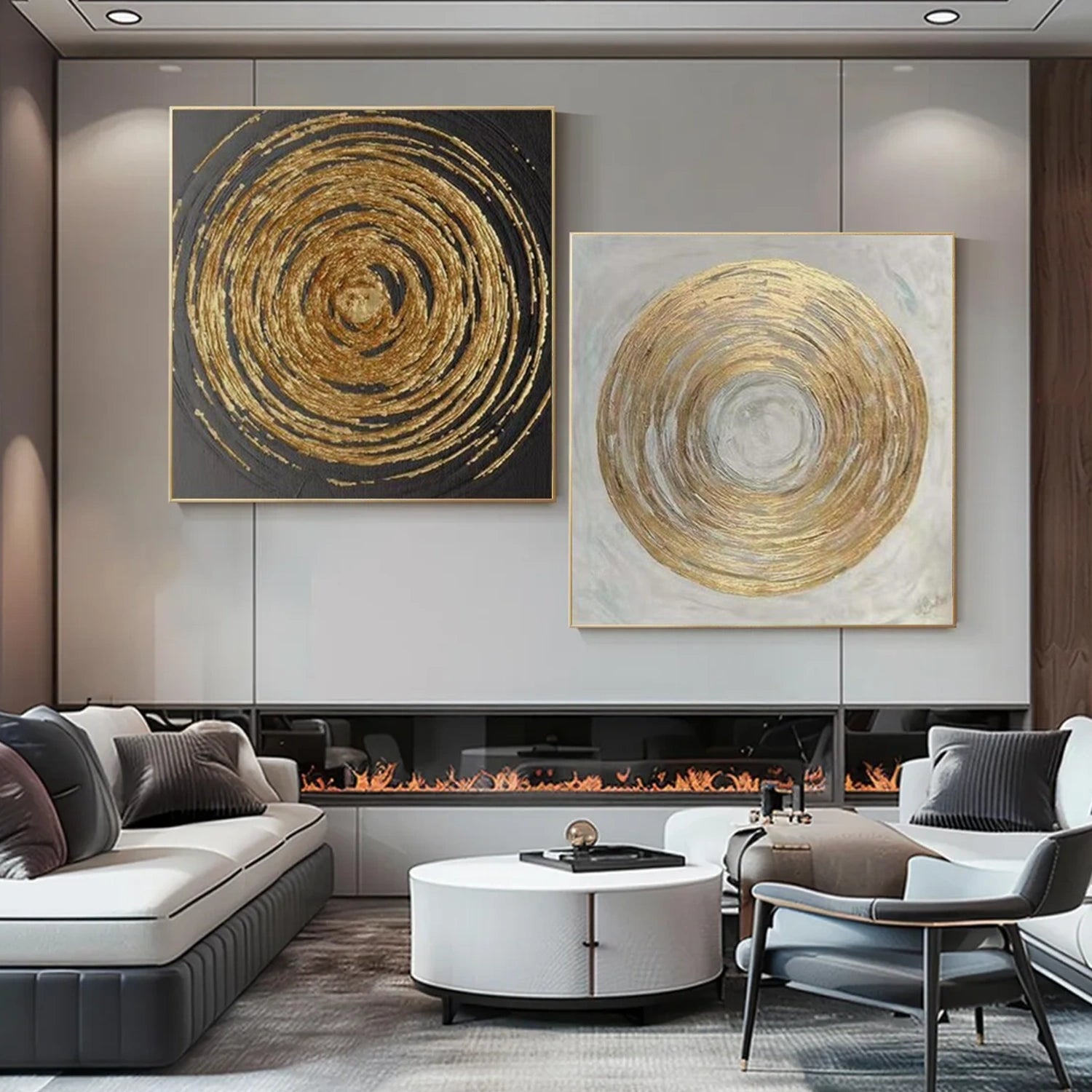 Black and White Minimalist Textured Canvas Art Set of 2 #BT083