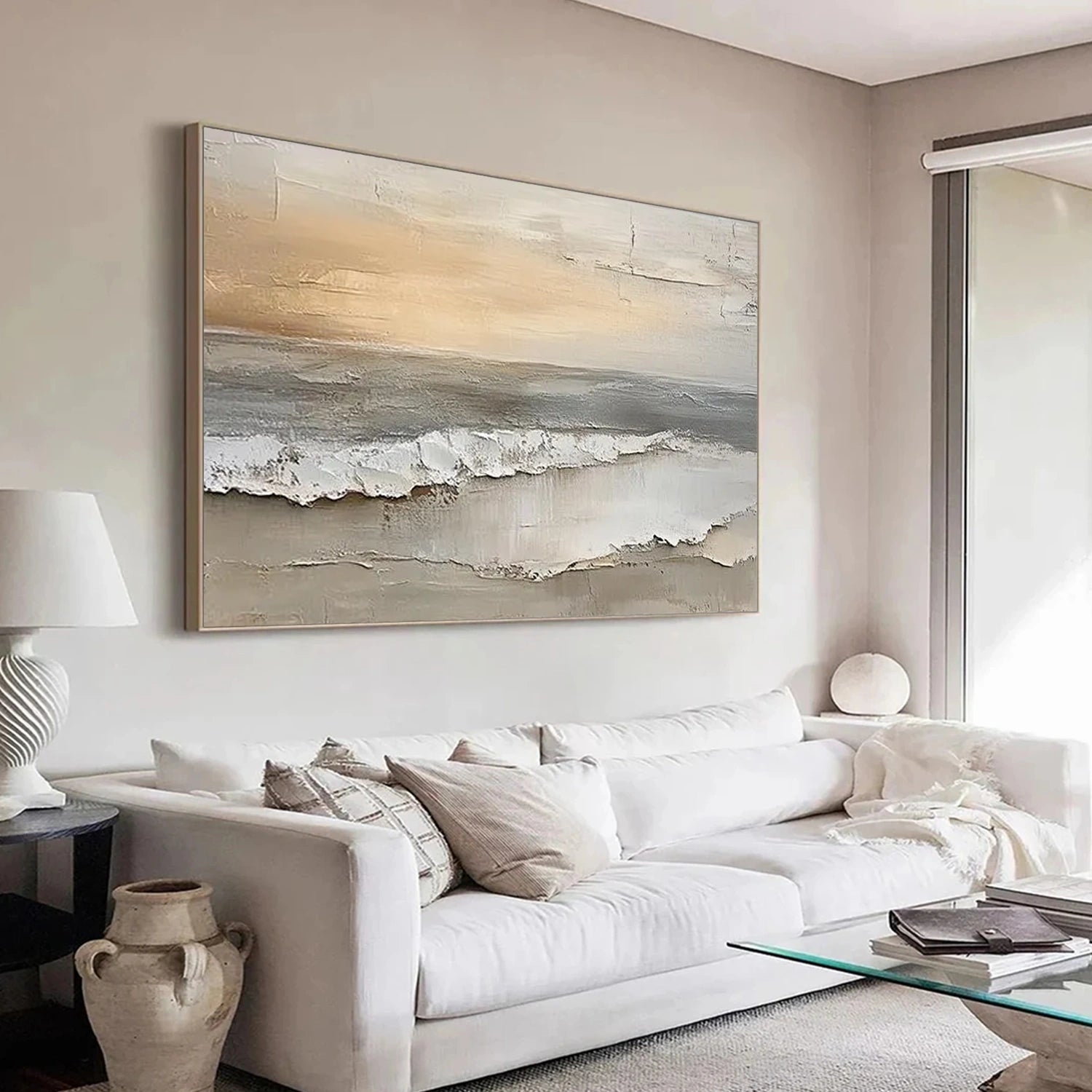 Sky And Ocean Abstract Textured Wall Art #SO360