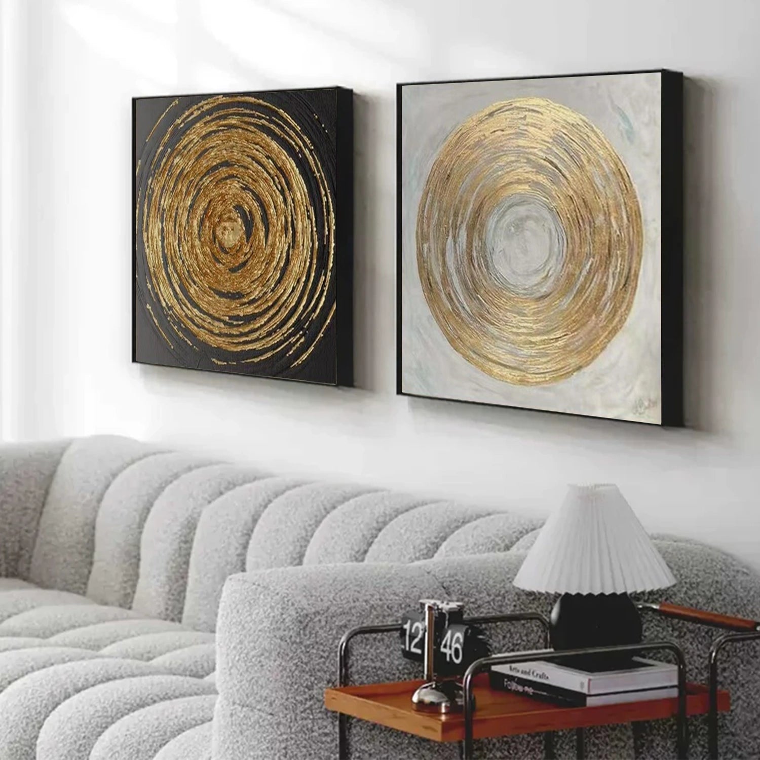 Black and White Minimalist Textured Canvas Art Set of 2 #BT083