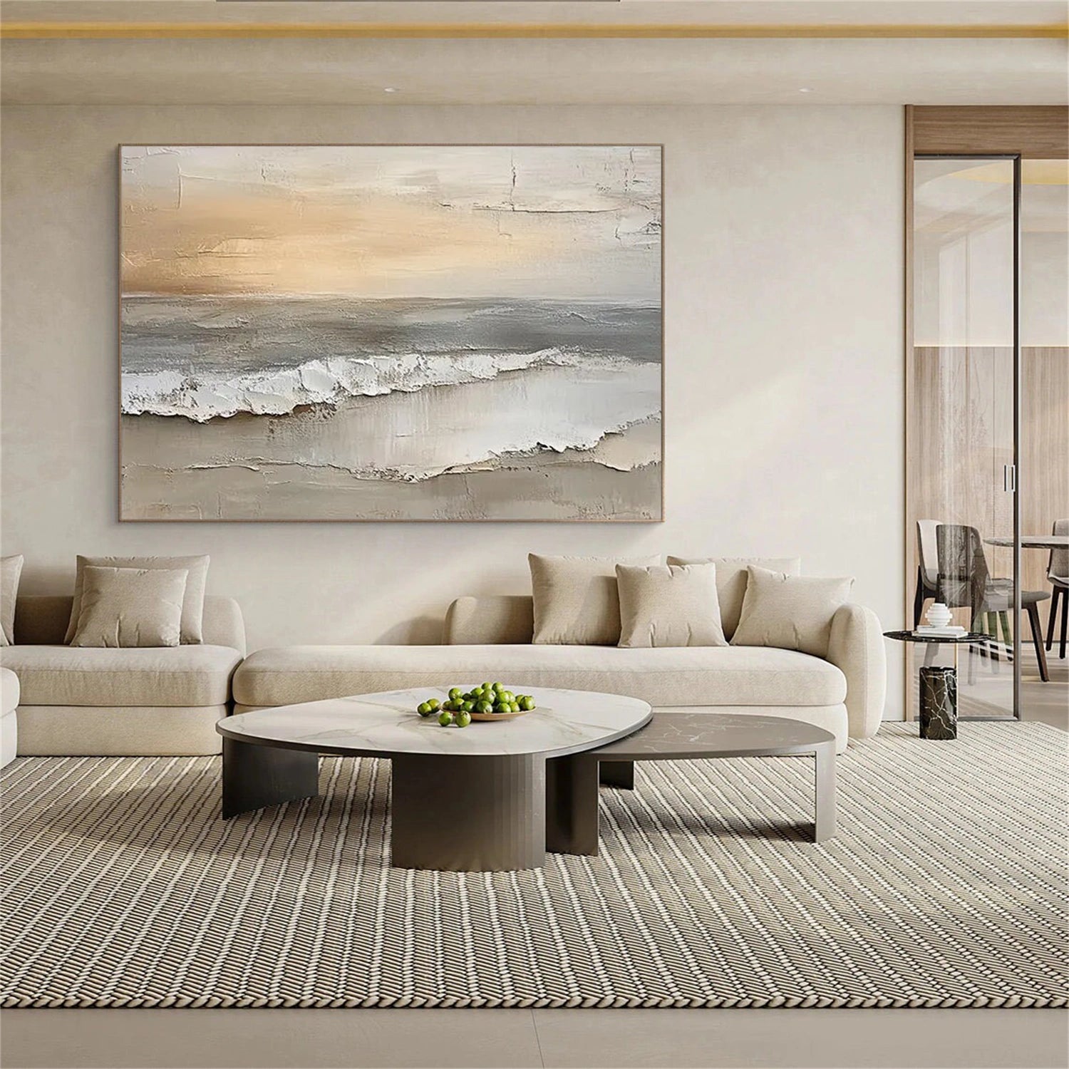 Sky And Ocean Abstract Textured Wall Art #SO360