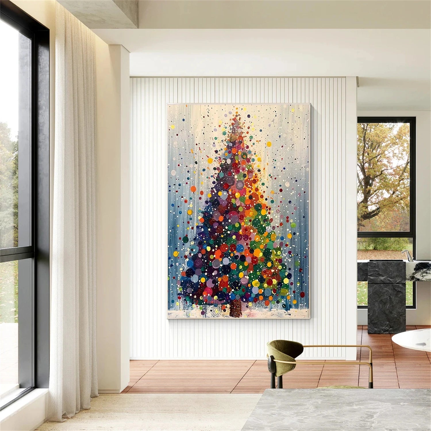 Colorful Tree And Flower Abstract Wall Art #TF171