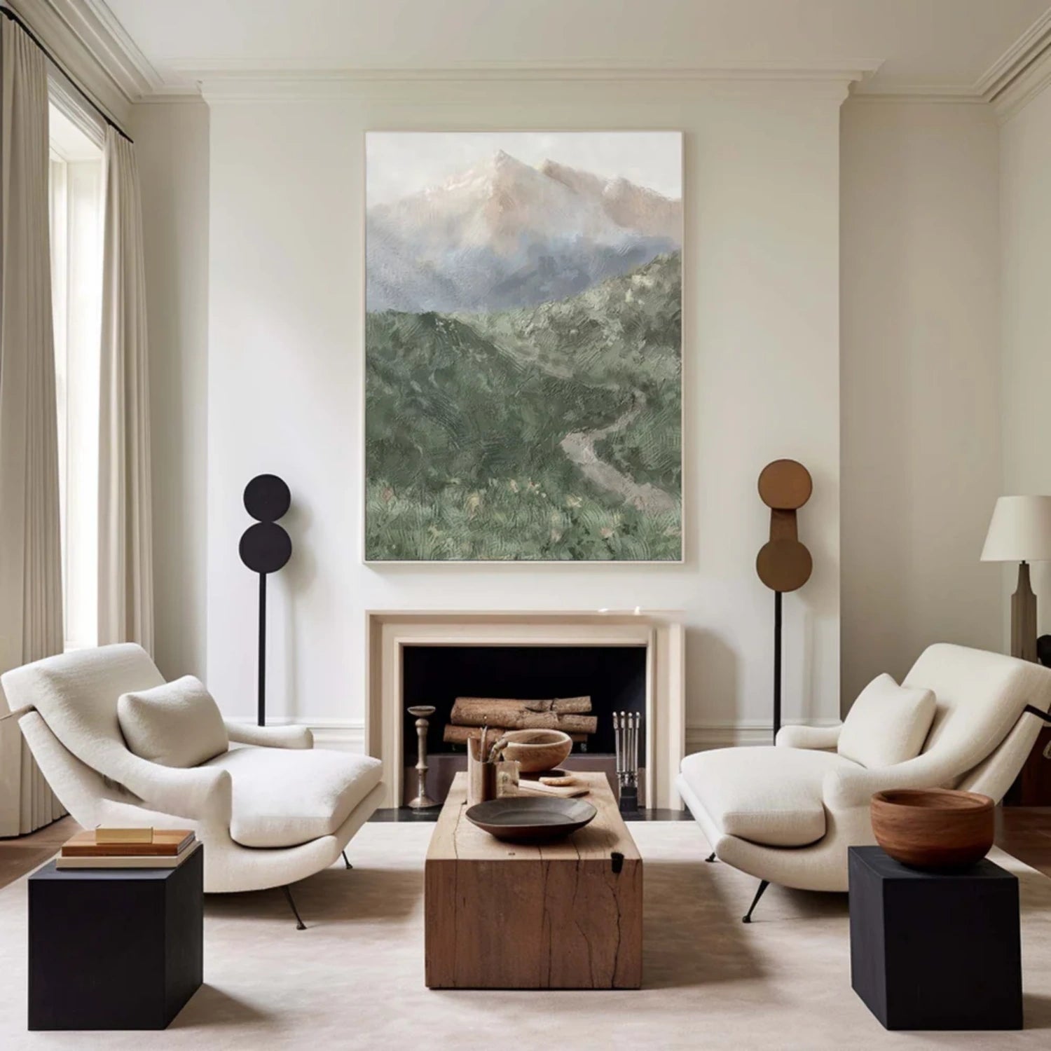 Green Minimalistic Mountain Canvas Art #WT186