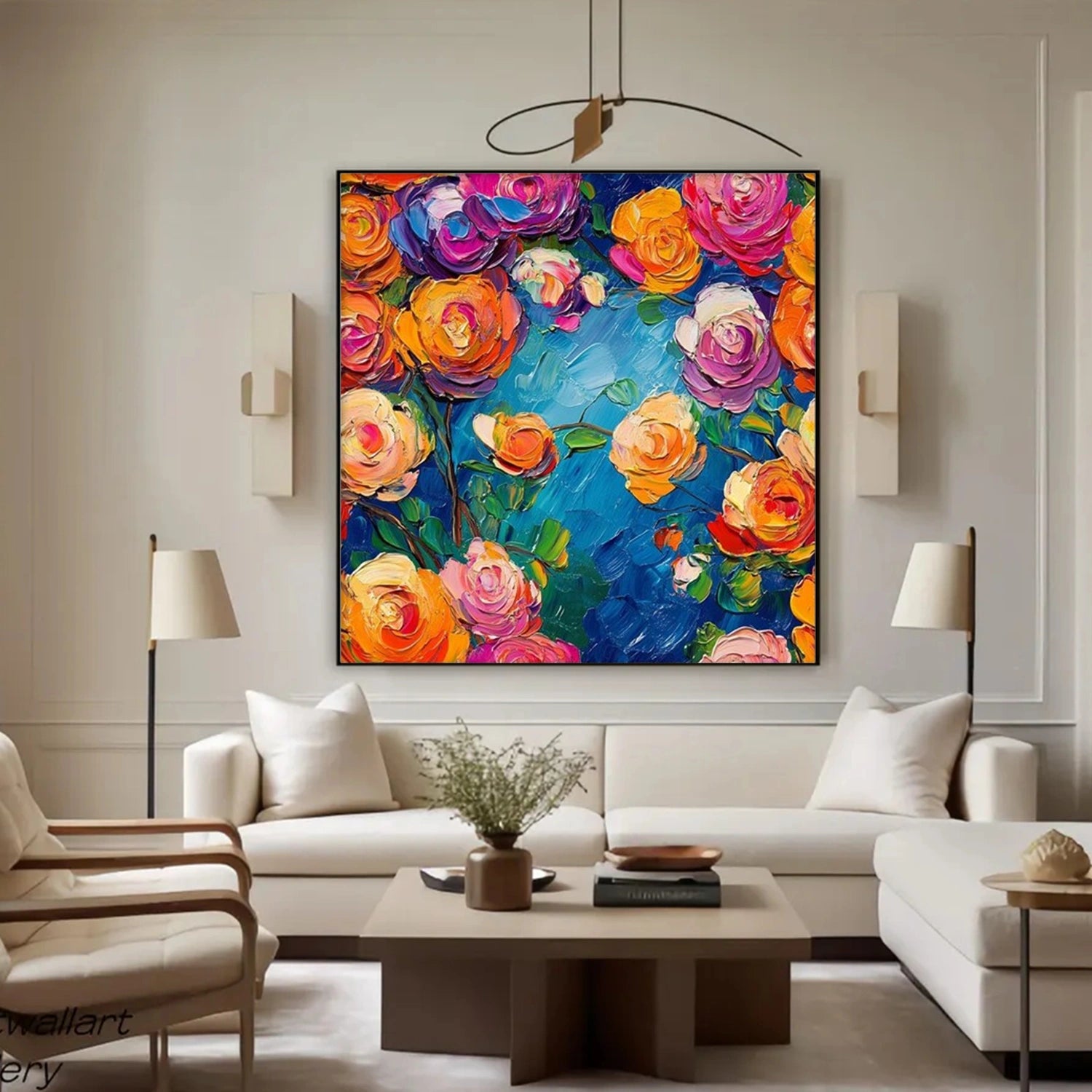 Colorful Tree And Flower Abstract Textured Wall Art #TF162