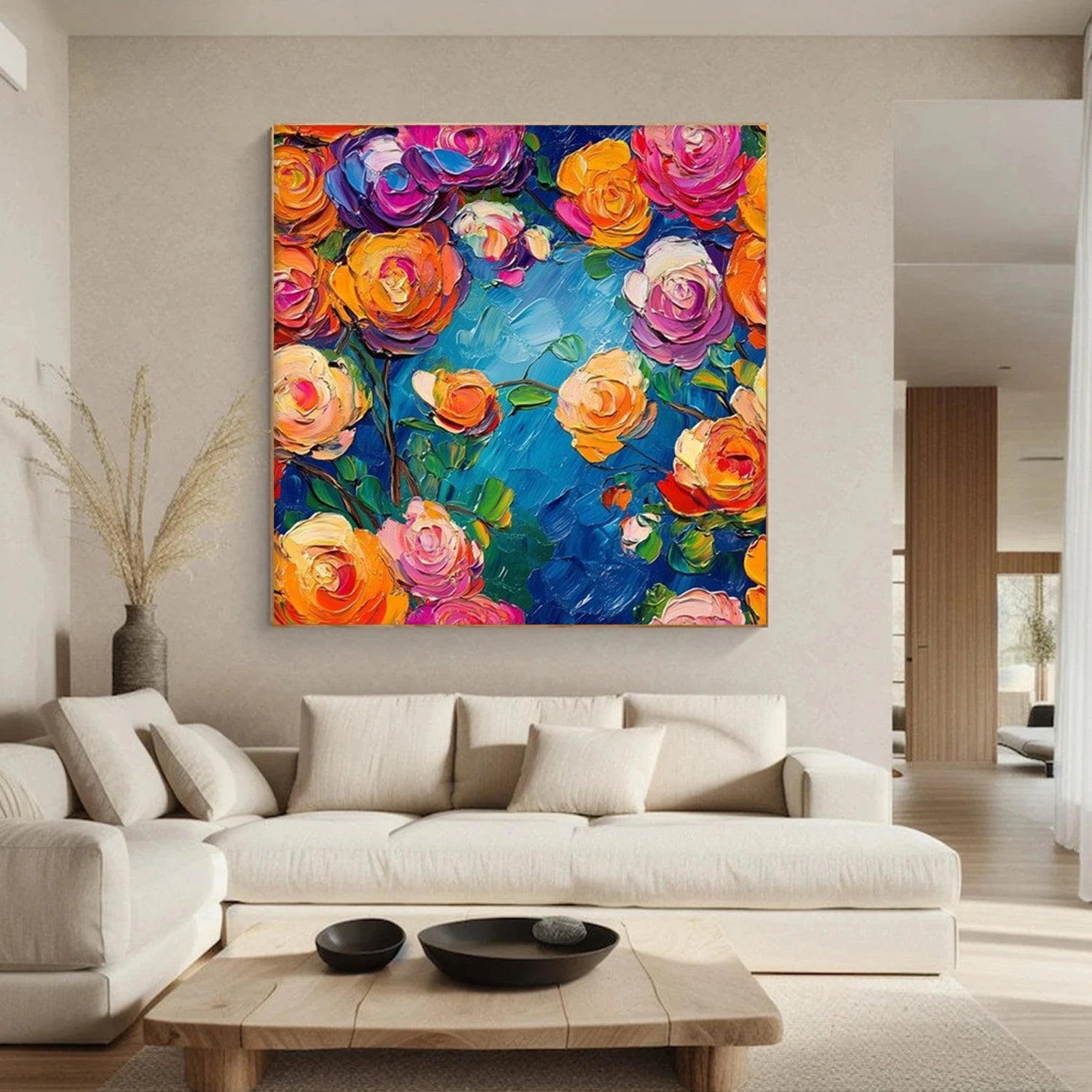 Colorful Tree And Flower Abstract Textured Wall Art #TF162
