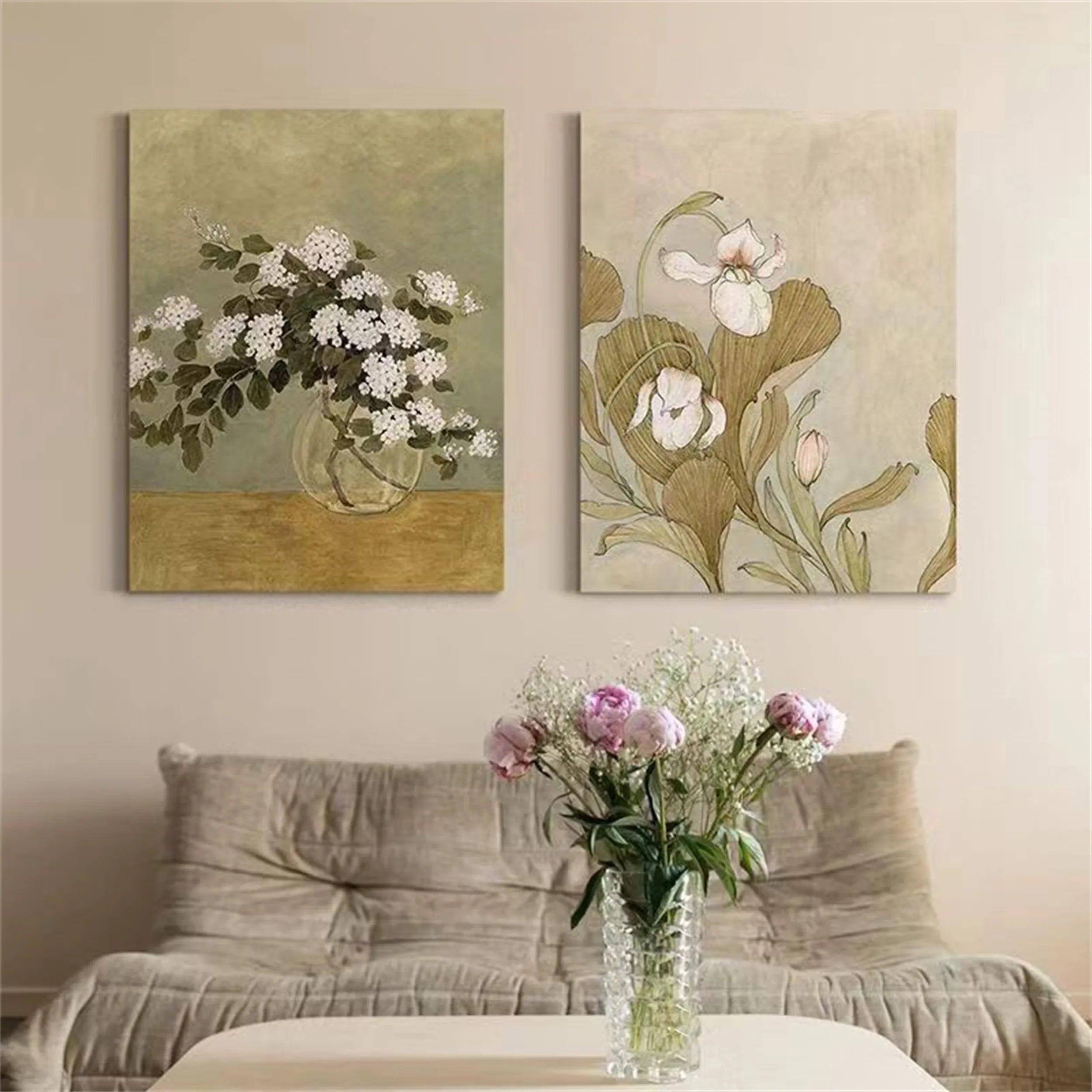 Colorful Tree And Flower Painting Set of 2 #TF045