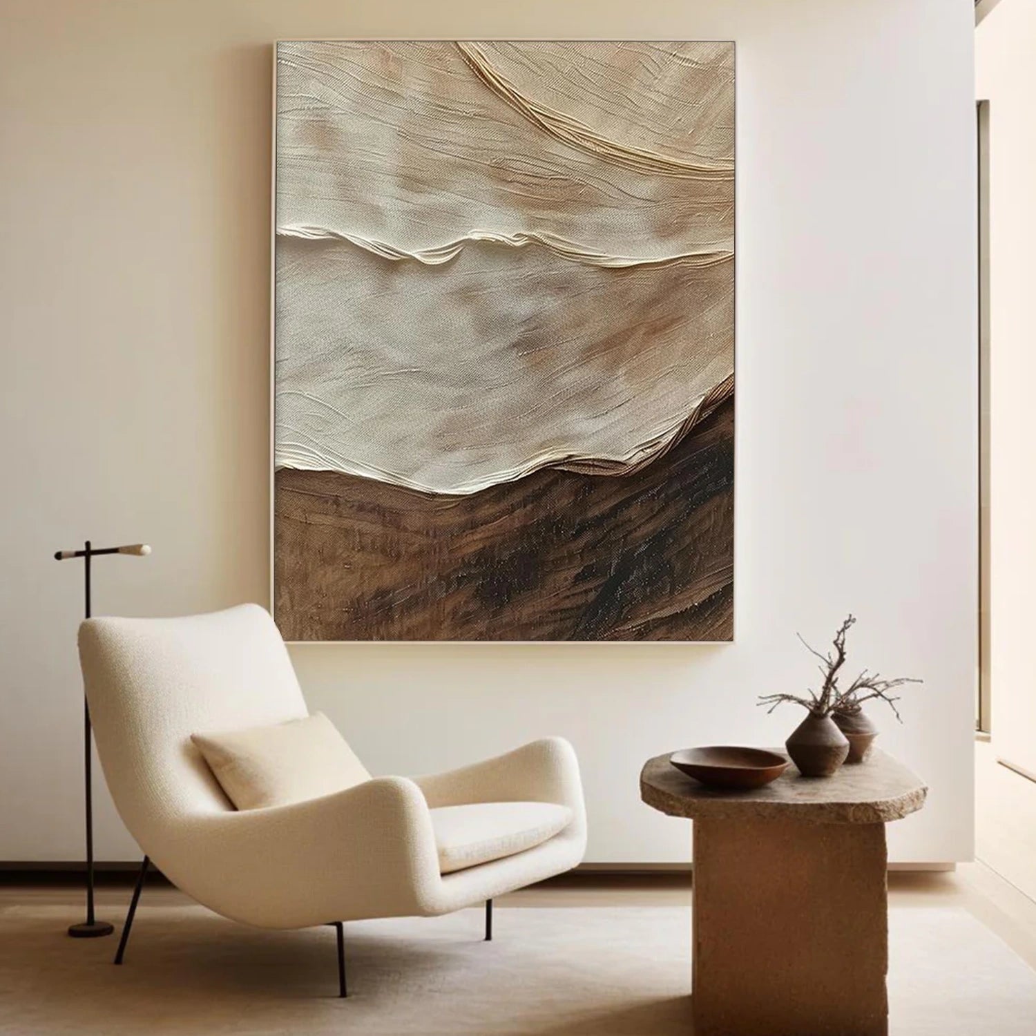 Beige and Brown Textured Minimalist Wall Art #WT220