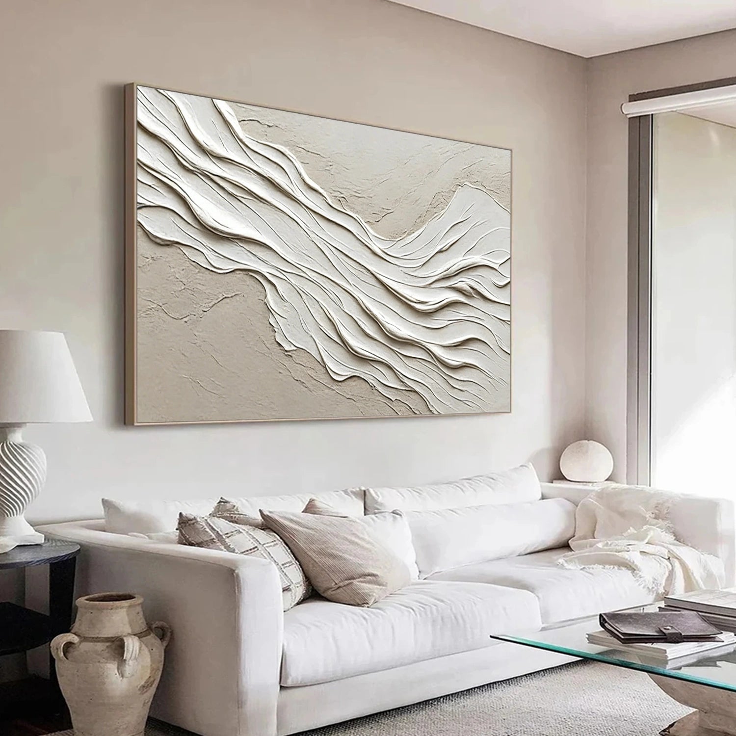 White Textured Minimalist Wall Art #WT224