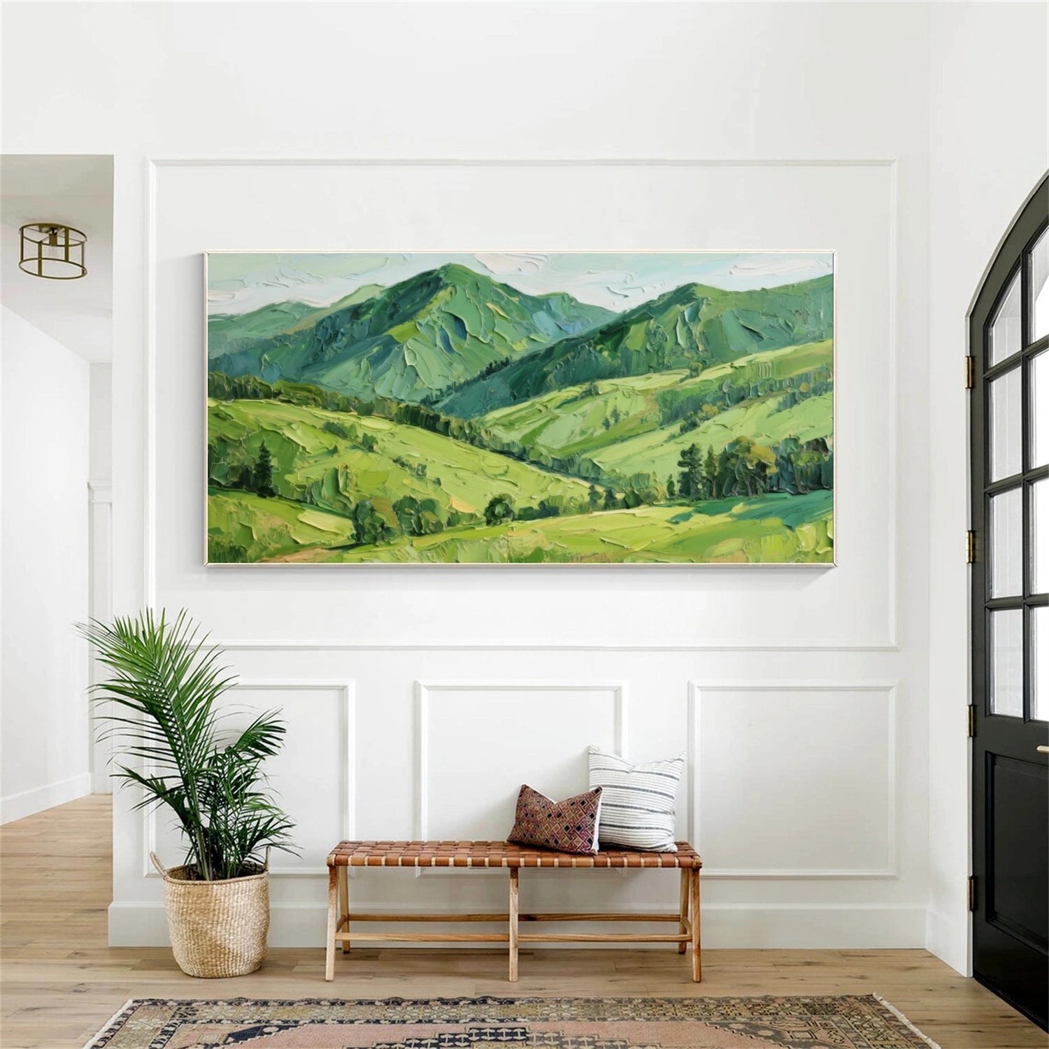 Green Minimalist Mountain Textured Canvas Art #WT209